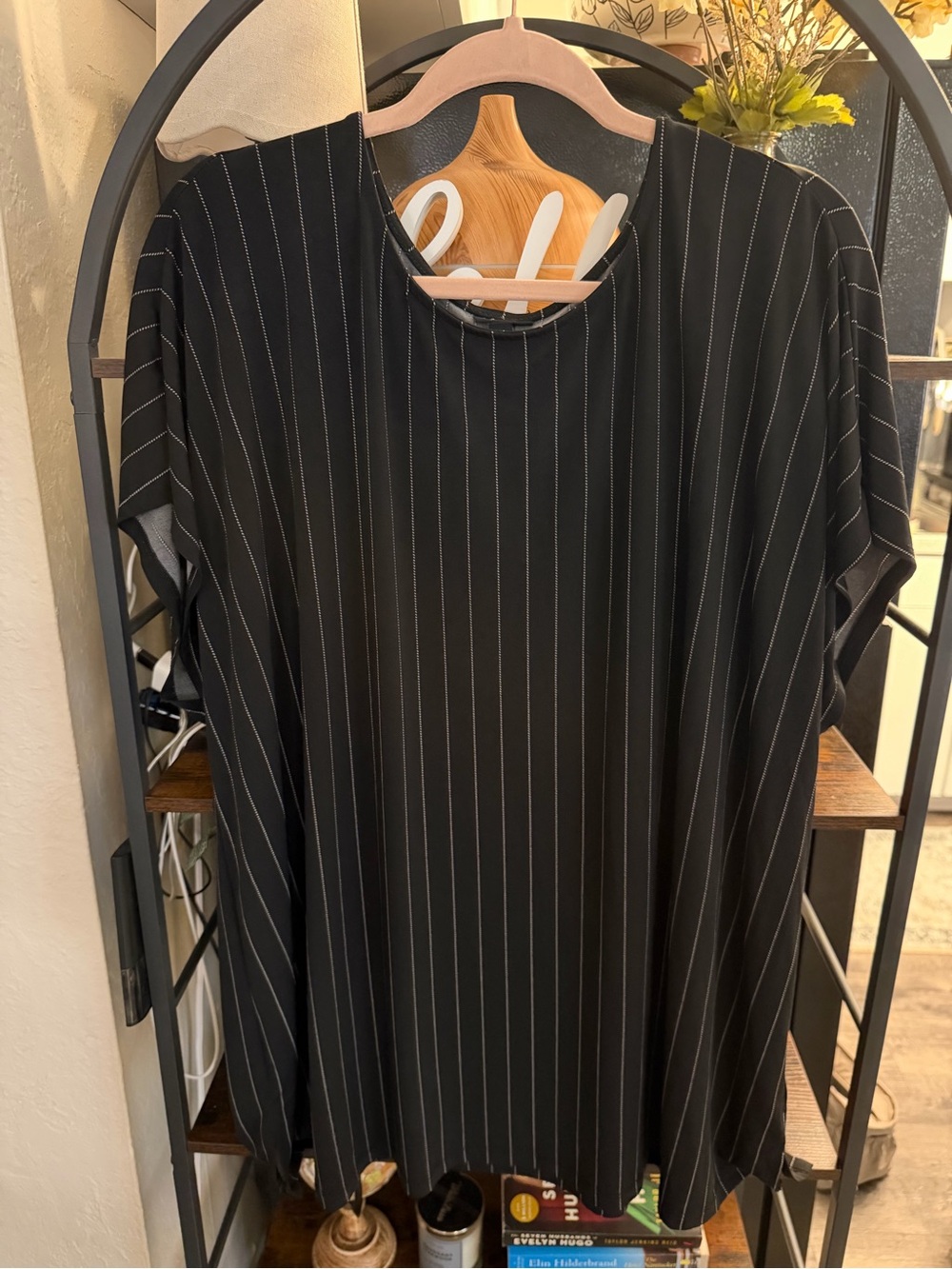 torrid Black Pinstripe Short Sleeve Top